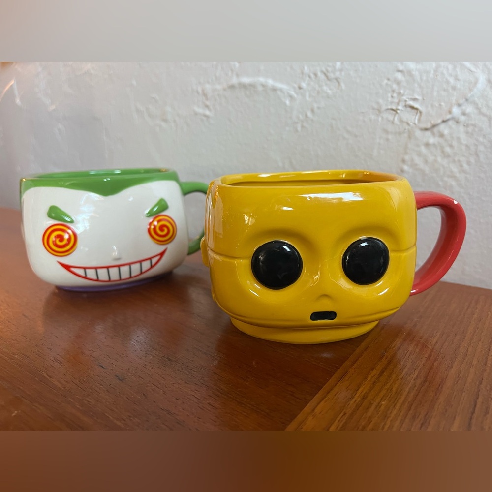 Funko Character Mug Set | DC Joker & Star Wars C-3PO | Sculpted Ceramic Cups